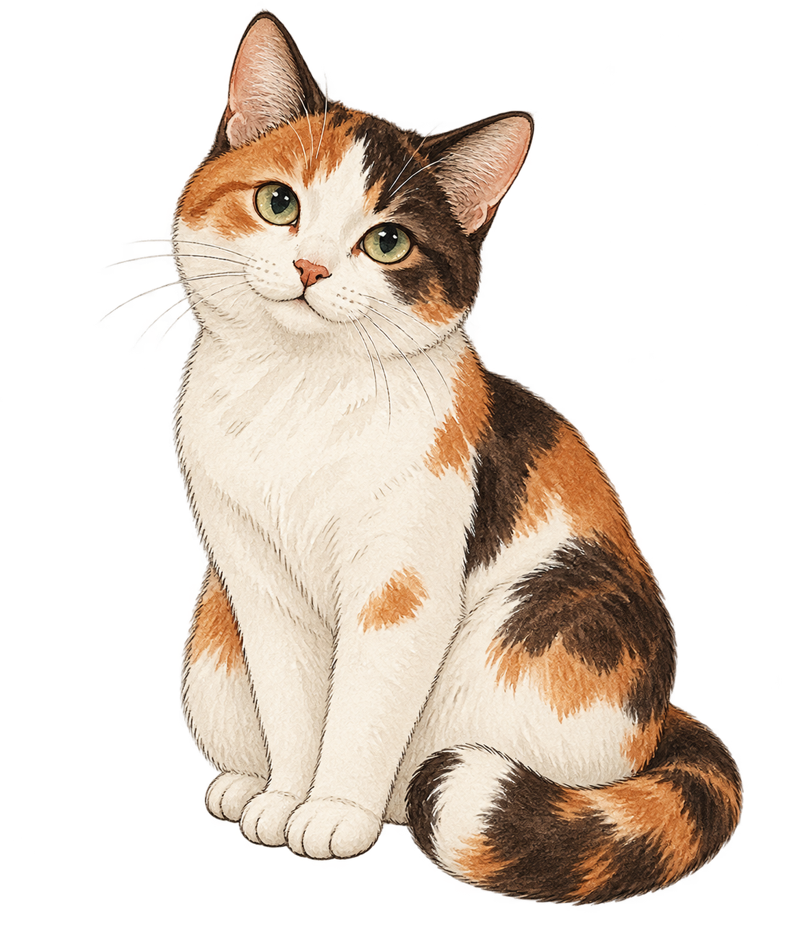 A white, orange and brown calico cat