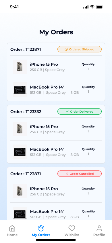 PortAmeegos order tracking screen