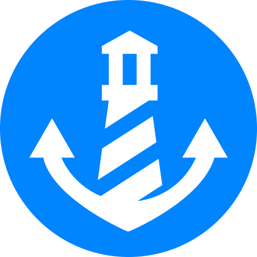 PortAmeegos anchor and lighthouse logo